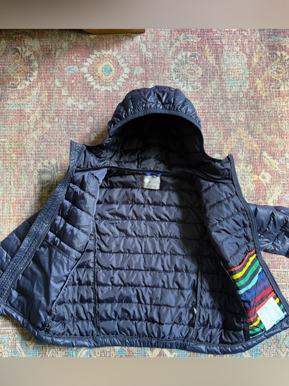Primary Kids 6-7 Hooded Blue Puffer Jacket - Picture 5 of 8